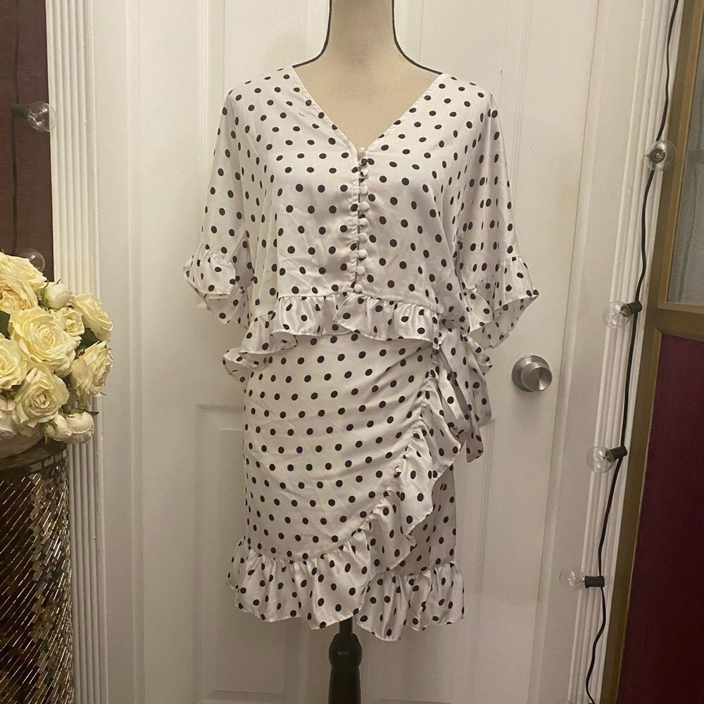 Sabotage skirt polka dot satin dress, S